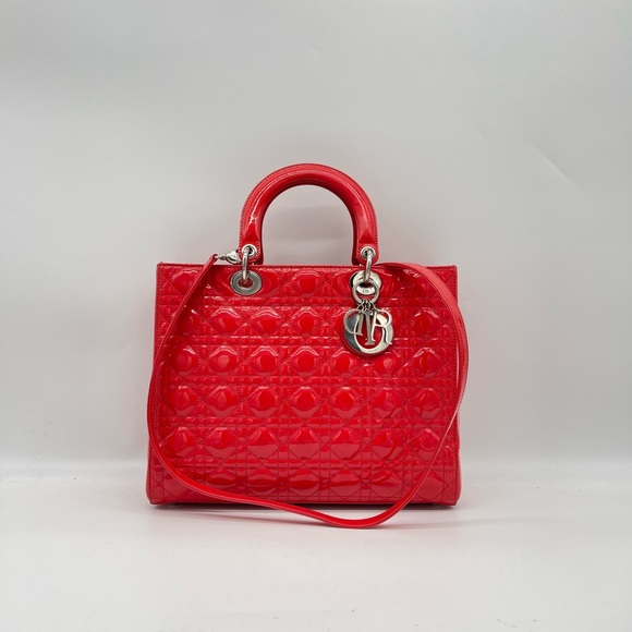 Dior Bags Christian Dior Patent Leather Large Lady Dior Shoulder